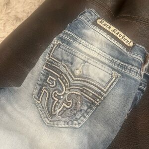 Rock Revival Women's Faded Blue Embellished Jeans